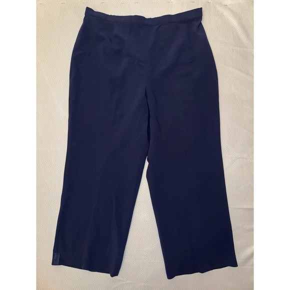 St John’S Bay Pants - ST JOHN Navy Blue Cropped Wide‎ Leg Career Pants Size 14